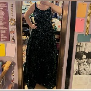 Elegant Emerald Green Sequin Gown